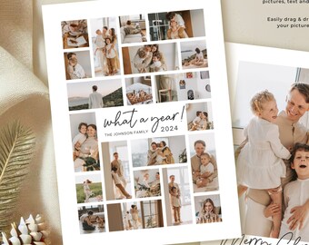 Year in Review Photo Card | Editable Holiday Collage Card | Customizable Year Recap Template | Canva Greeting Card for Christmas & Holidays