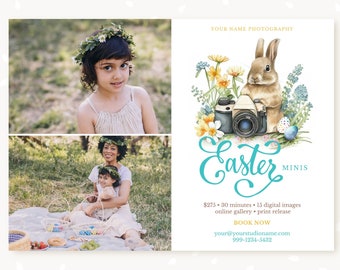 Easter Mini Session Template, Easter Marketing Board, Easter Minis, Easter Mini Sessions, Photographer Marketing, Easter session, Bunny