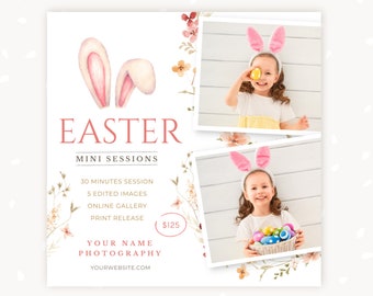 Easter Mini Session Template, Easter Mini Sessions Template, Easter minis marketing board, Easter Photo Sessions, Instantly editable