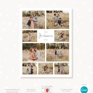Bewerkbare sjabloon familiefotocollage | Aanpasbaar canva-ontwerp voor poster van 18 x 24 of elk formaat