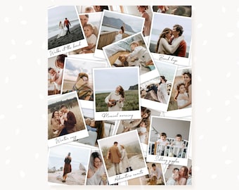 Modèle de collage de photos empilées, collage Polaroids, Canva, Pile d’images, Photos avec texte, Collage modifiable d’images superposées