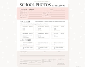 Editable School Photography Order Form Template - Customizable Canva Template for Picture Day, Professional Photo Order Form Design, C12