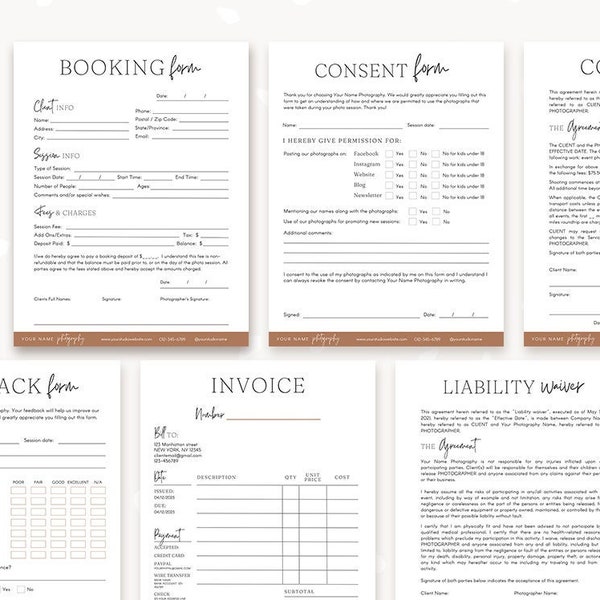 Photography Business Forms Bundle, Photography Forms Template Set, Canva, Photoshop, Photography contract bundle, Photographer forms c08