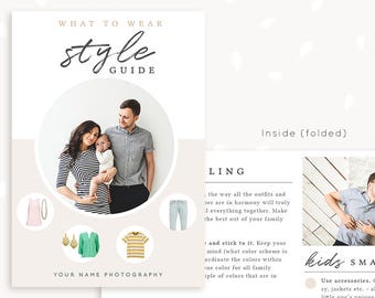 Style guide template for photographers, Style guide photography, 7x5 folded card, What to wear guide, What to wear template, family, kids
