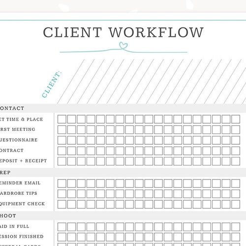 Photographer Client Workflow Chart Template Photography - Etsy