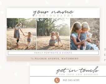 Photography Business Card Template, Photoshop Template, Photo Business Cards, Business Card Photographers, Classic beige