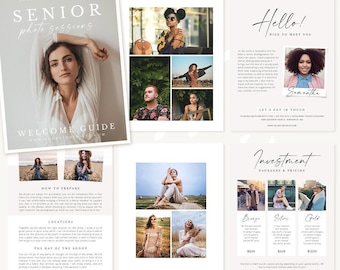 Magazine de photographie senior, Canva, Photoshop, 12 pages, Marketing senior, Modèle de magazine senior, Photographe senior, Diplômes seniors