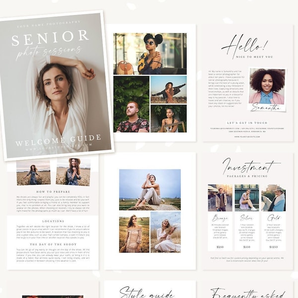 Senior Photography Magazine, Canva, Photoshop, 12 pages, Senior Marketing, Senior Magazine Template, Senior photographer, Senior graduations