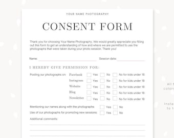 Fotografie-Einwilligungsformular-Vorlage, Fotografie-Einwilligungsformular-Vorlage, Social-Media-Nutzung, Website-Nutzung, Veröffentlichungsberechtigungs-Kunden C05