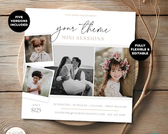 Editable Mini Sessions Template for Canva | Customizable Photo Session Flyer for Photographers | Social media minis marketing