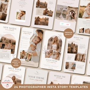 Plantillas de Canva para historias de Instagram para fotógrafos, paquete de redes sociales para fotógrafos de familia, bodas, recién nacidos y más / C02