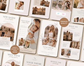 Photographer Instagram Story Templates Canva, Social Media Bundle for Family, Wedding, Newborn Photographers and more | C02