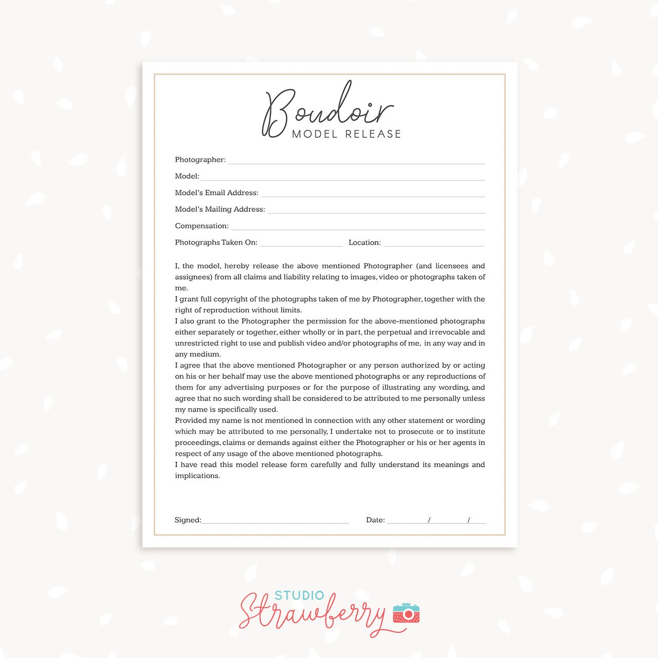 boudoir session questionnaire