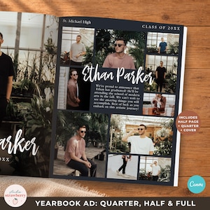 Senior Yearbook Ad Template for Boy | Full Page, Half & Quarter Page Canva