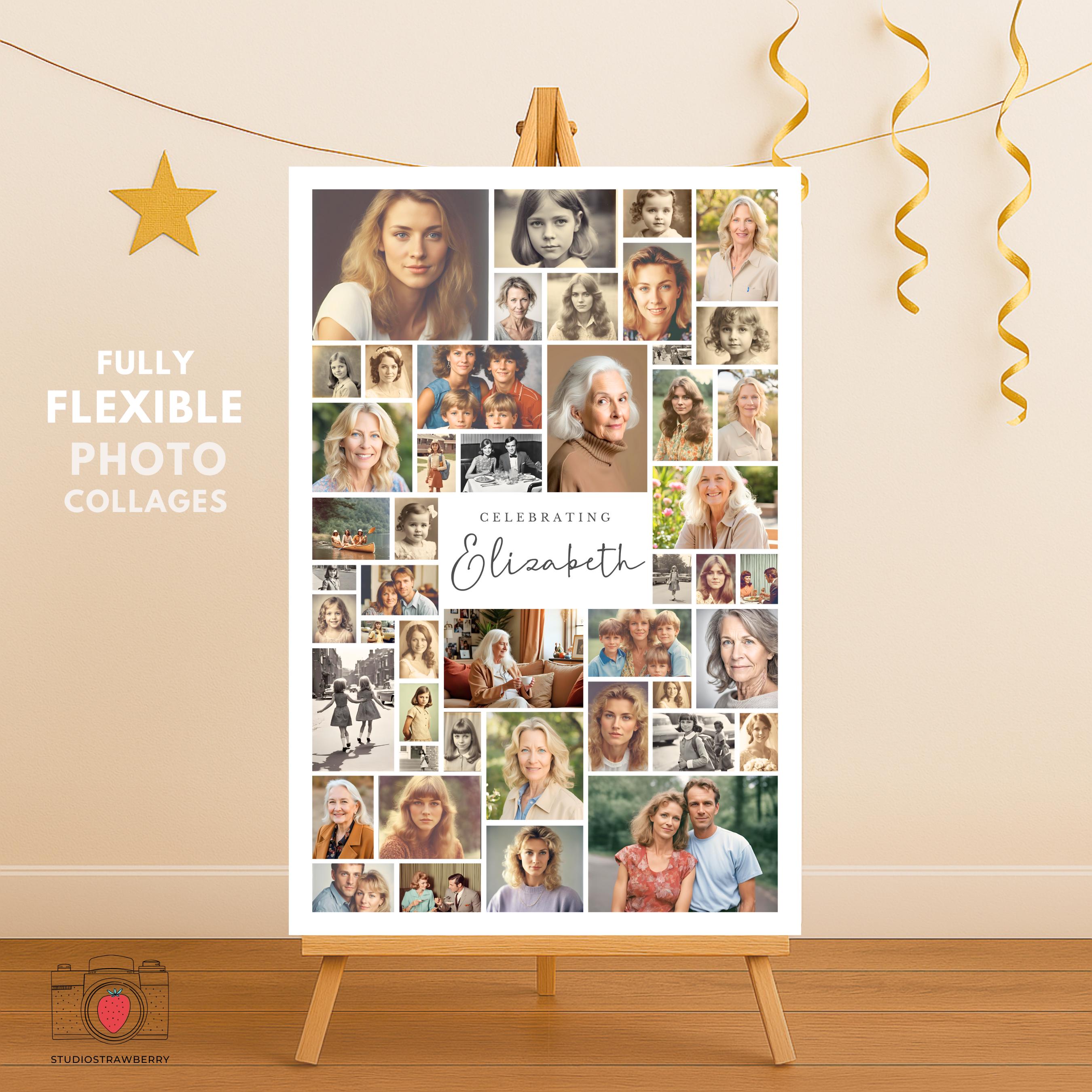 Editable 90th Birthday Welcome Sign Template With Photo Collage ...