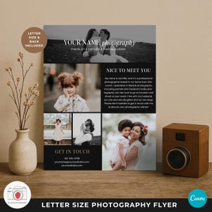 Modelo de panfleto de fotografia editável Canva – panfleto de marketing para fotógrafos de retratos negros, tamanho carta, para fotógrafos de estilo de vida e estúdio