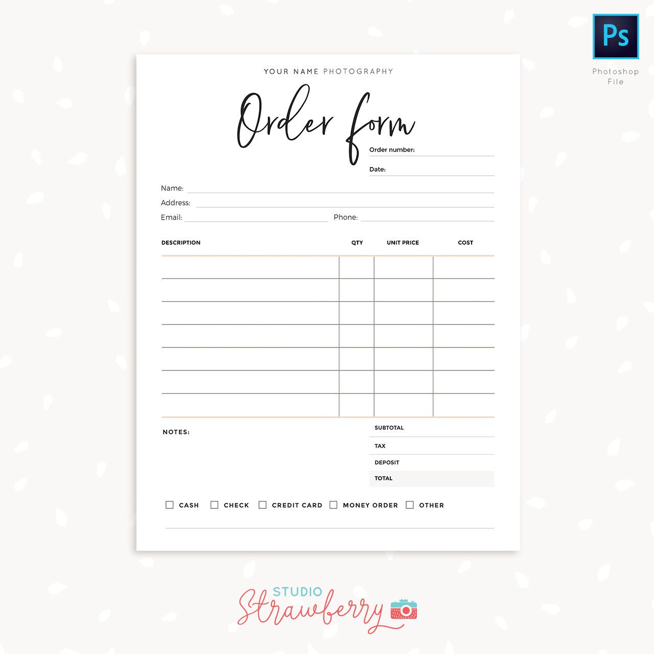 order form template order form template editable sign up etsy