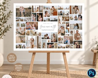 51 Photo Collage Poster Template, Editable 36x24 Landscape Design for Canva and Photoshop