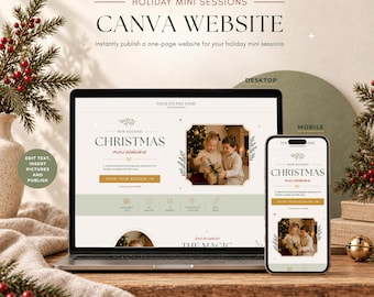 Christmas Mini Sessions Website Template | Editable Canva Website for Photographers