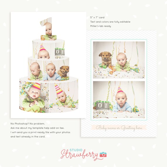 first birthday card template birthday cake collage cake etsy