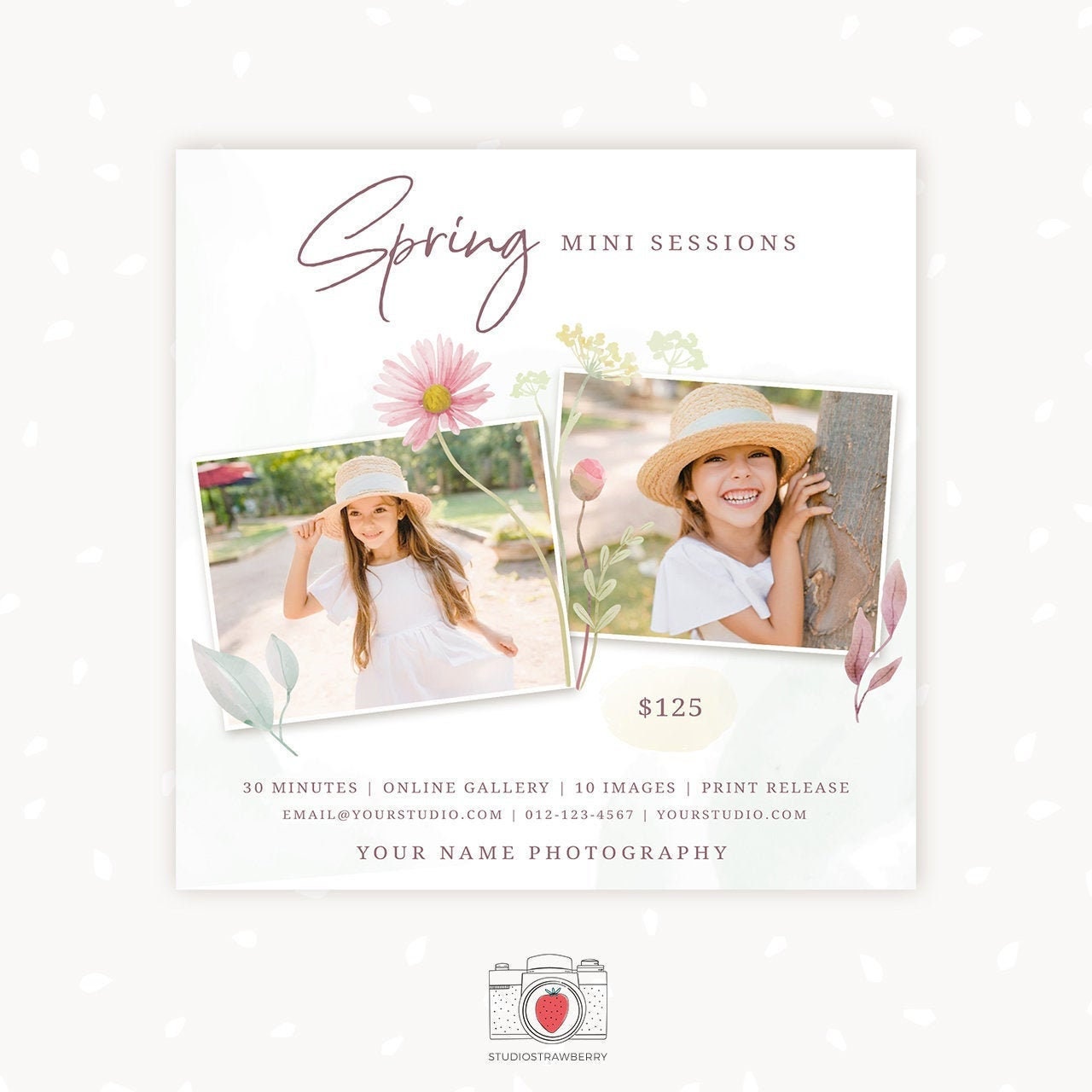 Spring Mini Session Free  Spring Photoshop Flyer for Photography