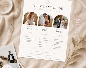 Photographer Investment Guide Template Canva, Wedding Photography Pricing Guide, Editable Client Pricing Template C02