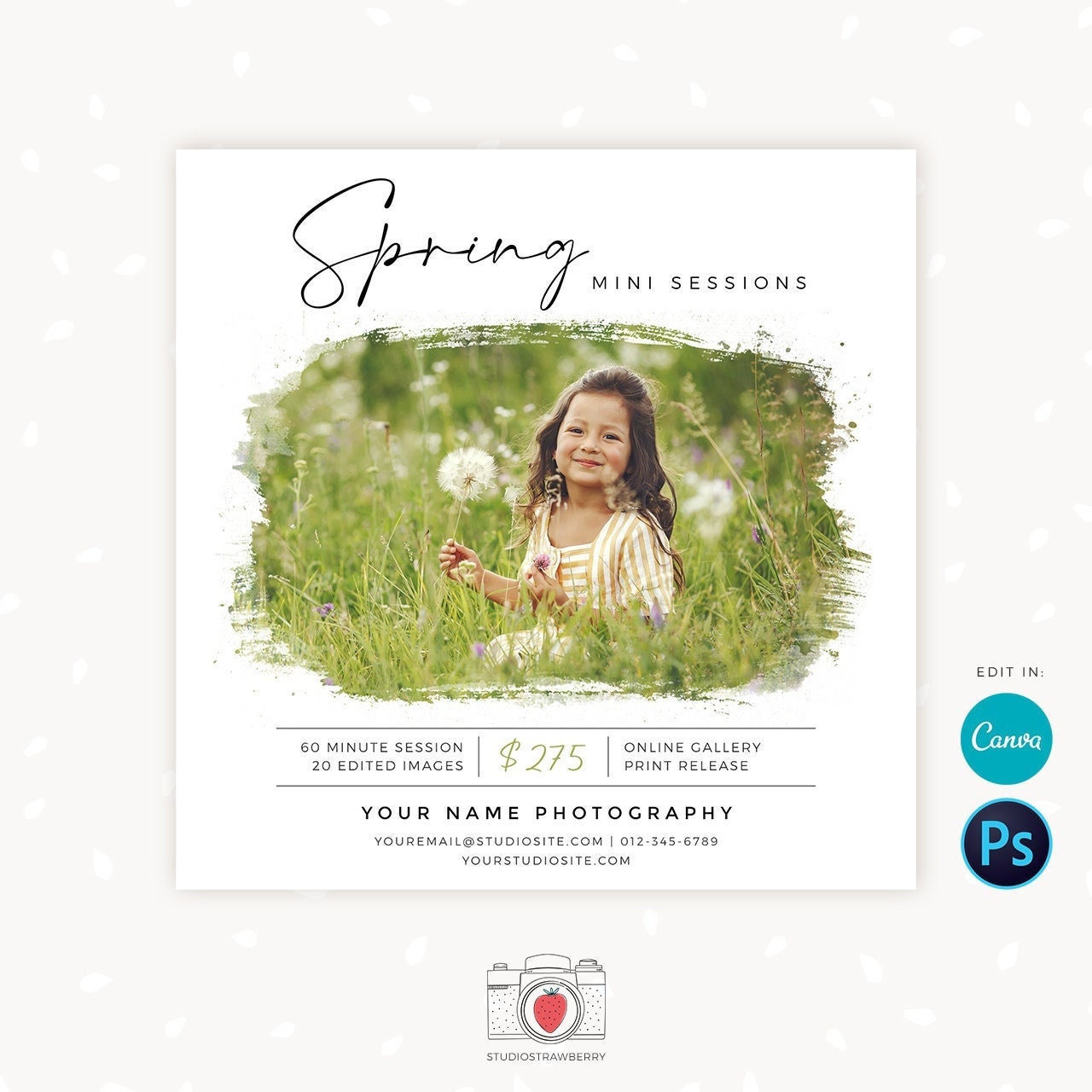 Spring Mini Sessions Template, Canva, Photoshop, Spring Mini Session ...