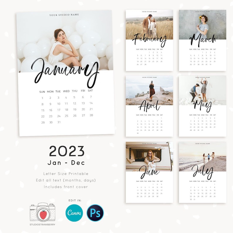 2023 Photo Calendar Template Calendar Template Canva Etsy