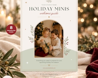 Christmas Mini Session Welcome Guide Template, Editable Canva Client Guide for Photographers