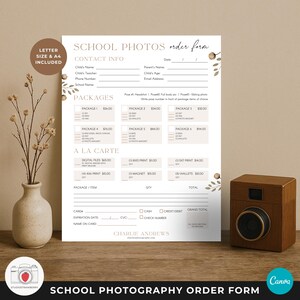 School Photography Order Form Template Canva Editable School Picture Order Form Printable Photo Package Order Sheet