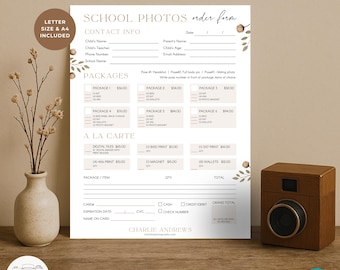 School Photography Order Form Template Canva Editable School Picture Order Form Printable Photo Package Order Sheet