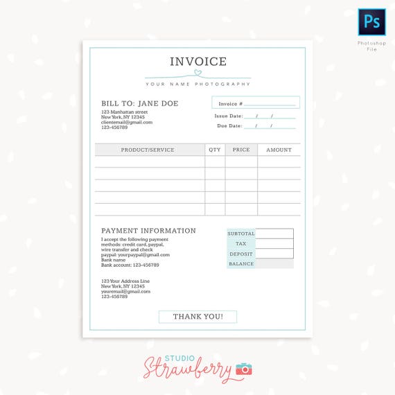 invoice template photography invoice business invoice receipt template for photographers photography forms photoshop template invoice for photographers