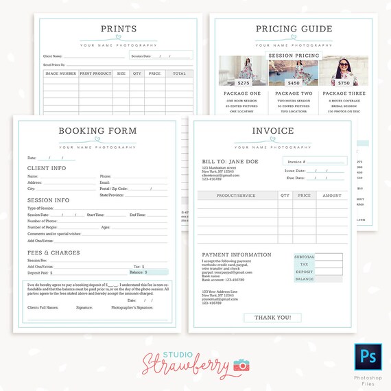 photography forms client booking form for photographer sign up template invoice template photography pricing guide photography prints client invoice template