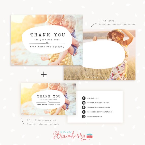 thank you note cards template for photographers thank you etsy thank you note card templates