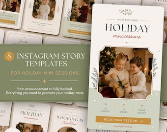 Christmas Mini Session Instagram Story Templates, Holiday Photography Canva Marketing Set