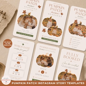 Pumpkin Patch Mini Session Instagram Story Templates for Photographers, Editable Canva Fall Marketing Set