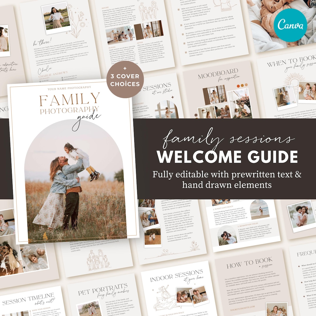 Photography Welcome Guide.pdf Family Photography Welcome Guide Template, Canva Editable Client ...