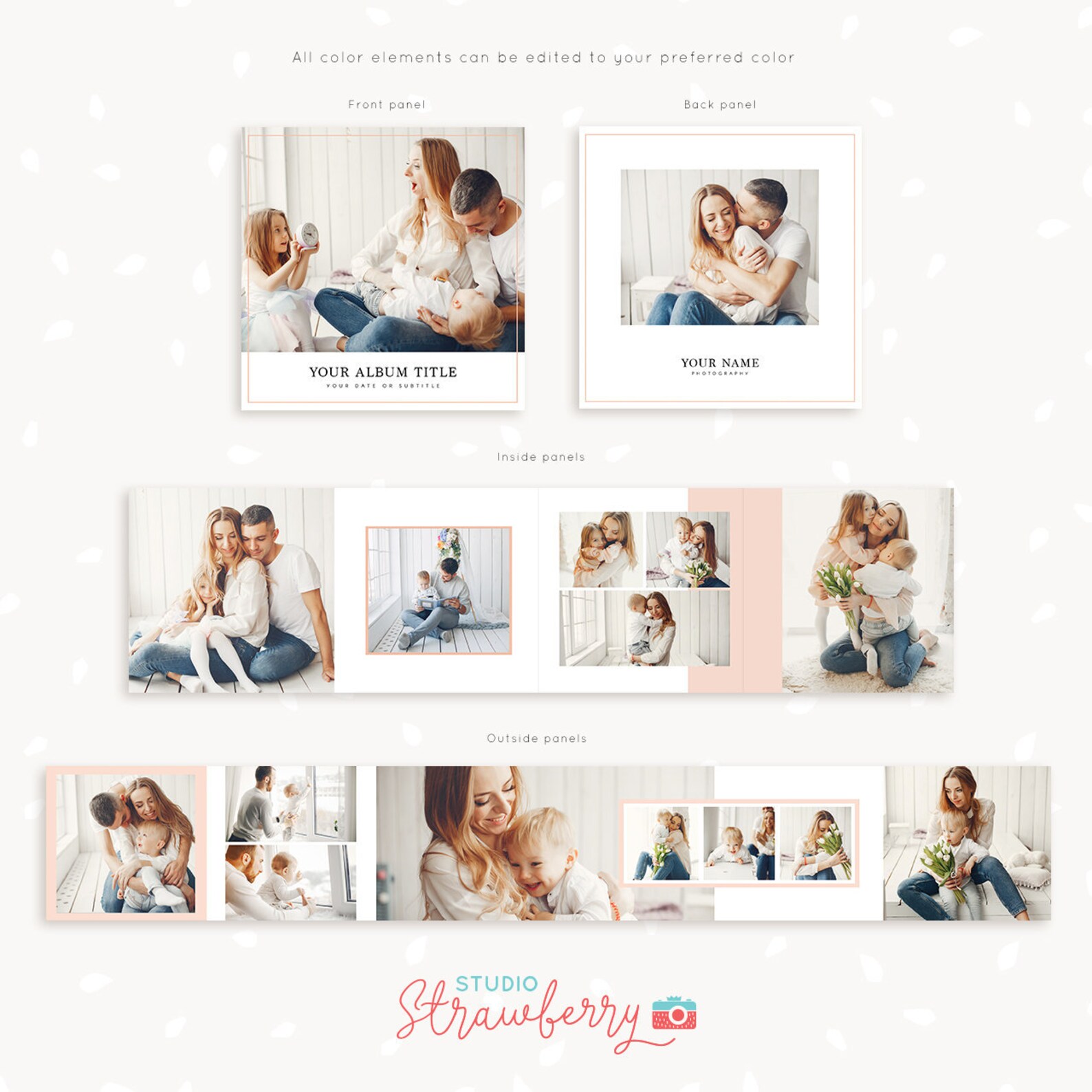 Mini Accordion Book Template, 3x3 Mini Accordion Album Template, Mini