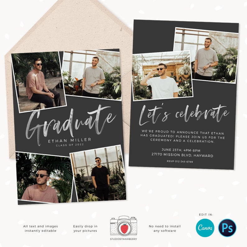 Guy Graduation Announcement Graduation Announcement Boy Etsy