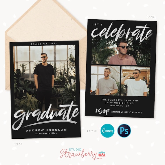 Guy Graduation Announcement Graduation Announcement Boy Etsy