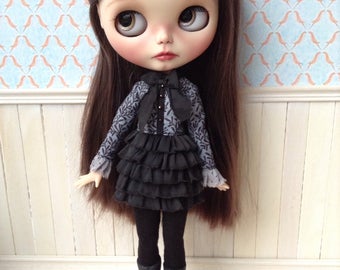 Ensemble de robes Blythe, noir avec gris, collants inclus, convient également à Pure Neemo S