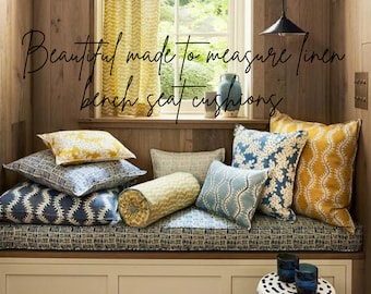 Luxury Linen Bench Cushion Fabric Samples: Custom Size Prints