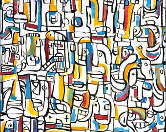 Abstrakcyjna sztuka twarze wydruk