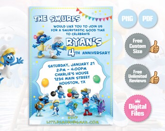 smurf baby shower invitations
