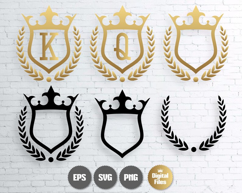 Download Crown Monogram Frame with Laurel Svg King Crown Svg Queen ...