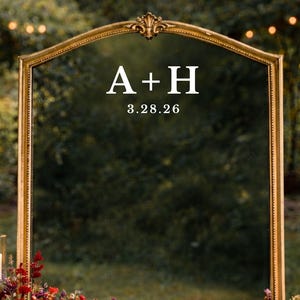 Custom Initial and Date Decal for Wedding Mirror Sign Wedding Date Initials for Wedding Sign Personalized Decal for Bride & Groom Wedding