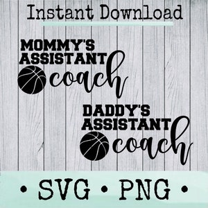 Basketbal SVG-bestand voor Cricut-gebruikers Daddy's Assistant Coach SVG voor Coach Cadeau Sport-SVG voor Coaches Kid-peutershirt voor speldag