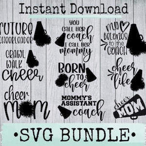 Archivo SVG de animadoras para usuarios de Cricut SVG de asistente de entrenador de mamá para ideas de regalos de animadoras SVG de animadora para camiseta de bebé o niño pequeño