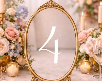 Number Decals for Enchanted Forest Wedding Table Number Bridal Shower Centerpiece Frame Mirror Baby Shower Table Sign Seating Assignment