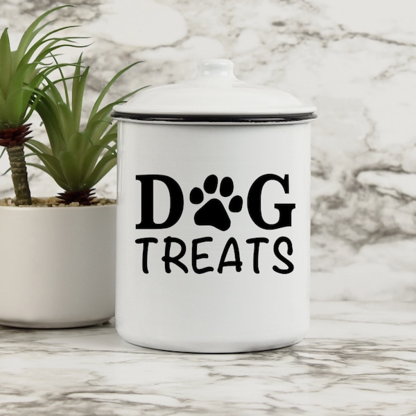 Dog Treats Vinyl Decal for Cute Treat Jar, Dog Treat Container with Paw Print Decal, Labels for Puppy Treat Storage, Dog Treat Kitchen Sign